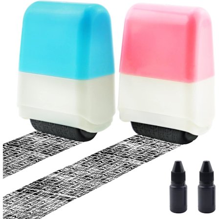 2 stk. Identitetsbeskyttelse Rullestempler Inkluderet Stempel Fortroligt Stempel Rulle til Beskyttelse af Privatliv, ID-blokering og Adresseblokering 