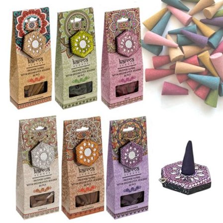 Røgelseskegler med holder – 40-pak