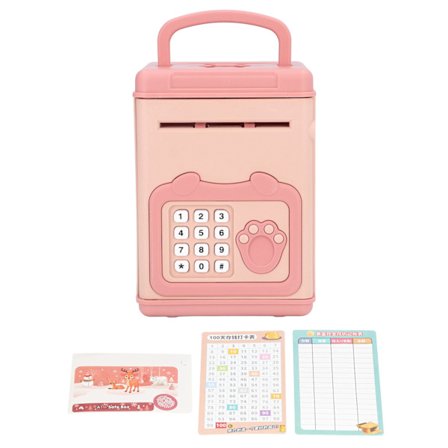 Fingeravtryck Lösenord Elektronisk ATM Spargris Auto Scroll Papper Interaktiv Musik Rosa