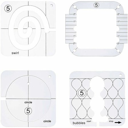 DIY akryl sy- og quiltelinjal hulformet sysett quiltemal B, Sunny