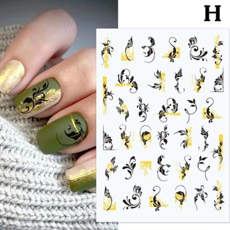 Självhäftande Nagelklistermärke Abstrakt Geometriska Bladväxter Dekal