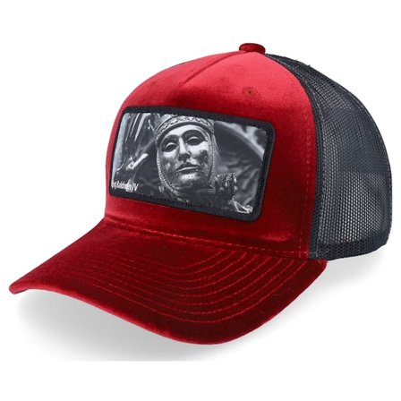 Calza Pennello - Rød trucker Caps - Leper King Baldwin Iv Velvet Red/Black A-Frame Trucker @ Hatstore