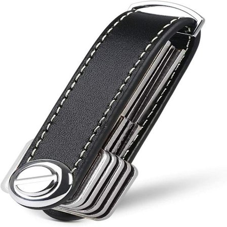 Svart nøkkelholder i skinn - Nøkkelholder for menn - Avtakbar nøkkelring
