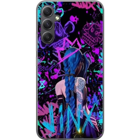 Kompatibelt Mobildeksel til Samsung Samsung Galaxy S23 FE Fargerik graffitiillustrasjon med en karakter med blått hår i en bygatekunststil