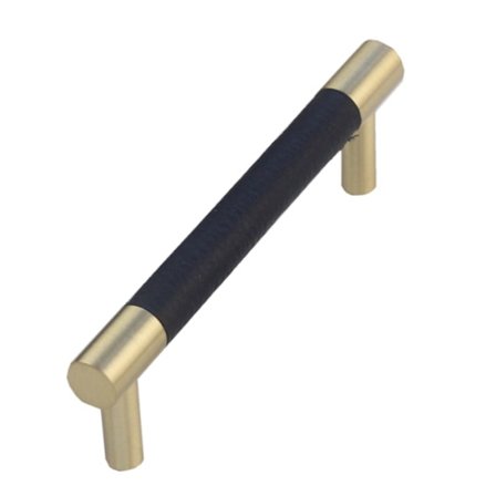 Svart ko-läder skåpshandtag i form av 116T mässing, koppar skåpshandtag
