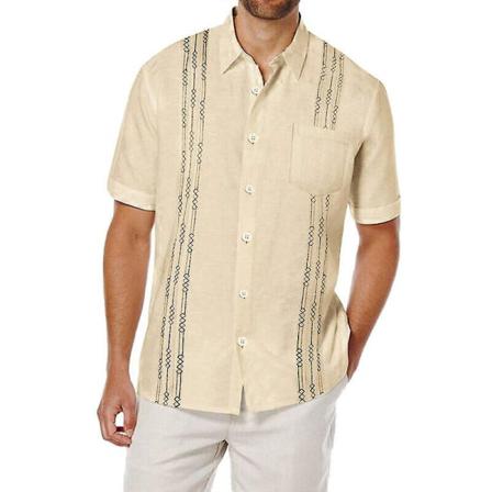 Uk Mäns Kubanska Strandbröllop Casual Kortärmad Guayabera