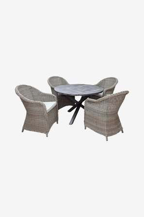 LifestyleGarden - Pöytä Ø 112 cm & 4 kpl Mercury-tuoleja. - Harmaa - Ruokailuryhmät - - Homeroom