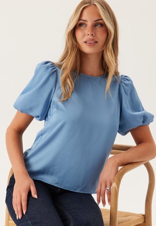 VILA - Viellette 2/4 SATIN PUFF TOP S - Kläder - - Bubbleroom