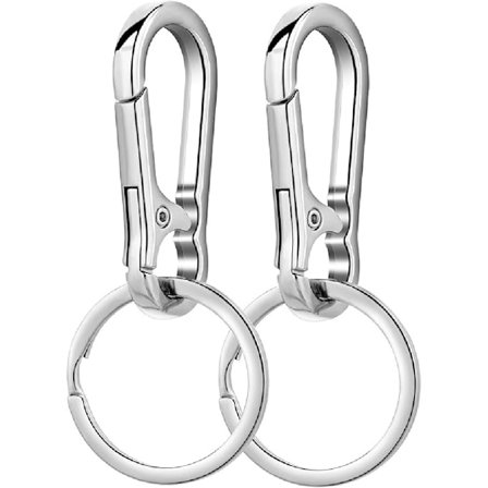 2 stk. metal nøgleringe til hjemme- og bilnøgler, nøglering med clips, nøglefinder nøglering til kvinder og mænd