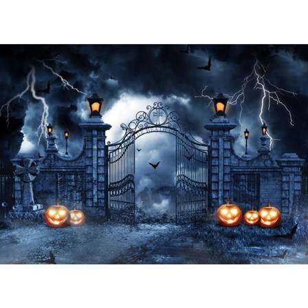 Uhyggelig Halloween Baggrund Græskar Foto Baggrund til Forfærdelig Halloween Temafest Dekoration 12471 (7x5FT)