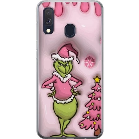 Yhteensopiva Puhelinkuori Samsung Galaxy A40 Pink Grinch Joulu klassisen hahmon kera pinkissä joulupuvussa, hauska vääntö joulun suosikkilahjasta väri