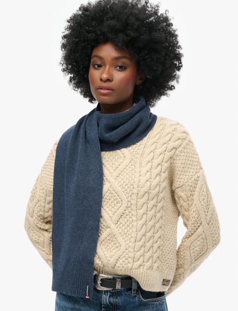 Superdry Essential Logo Knitted Scarf - Navy - ONE SIZE