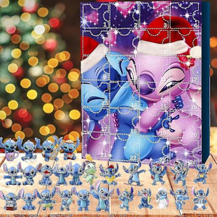 Lilo & Stitch Adventskalender med 24 figurer - Tecknade leksaker Ornament Nedräkningskalender-sz3 B