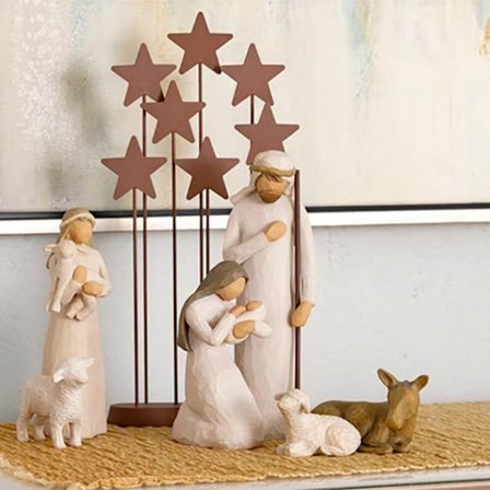10 stk Willow Tree Nativity Figur Statue Håndmalt Dekorasjon Julegave Juledekorasjon Ornament
