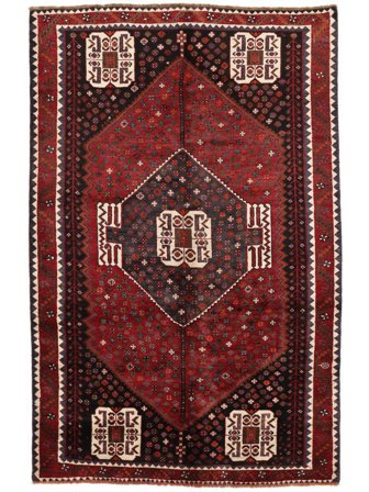 Oosters Shiraz Vloerkleed 158X248 Zwart/Donkerrood Wol, Perzië
