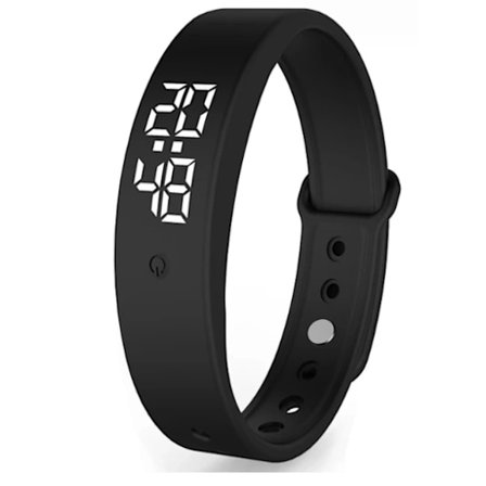 Vibrerande påminnelseklocka - Uppladdningsbart vibrationslarm tyst väckarklocka mäter kroppstemperatur vattentät svart