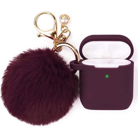 Etui for Airpods, Airpod-etui for Apple Airpods 2&1 ladeetui, Søte Air Pods silikonbeskyttende tilbehørsetuier/nøkkelring/pompong, Beste gave