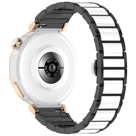 Huawei Watch GT 5 41mm / GT 5 Pro 42mm klockarmband keramik + zinklegering armband - Svart + Vit