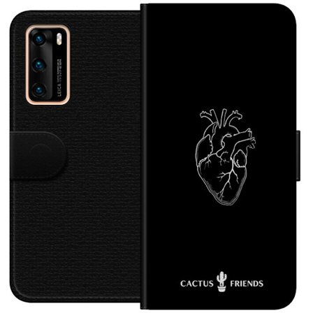 Kompatibelt Plånboksfodral till Huawei Huawei P40 Kaktus och Vänner - Midnatt Anatomi Hjärta