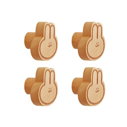 4 stk. tegnefilm træ kroge hus kanin punchless tøj ho