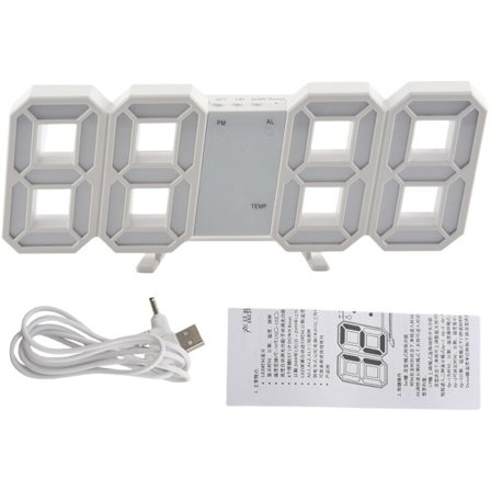 LED-ur Multifunktionelt LED Digitalt Vægur 12H/24H Tidsvisning med Alarm og Snooze-funktion Justerbar Luminans