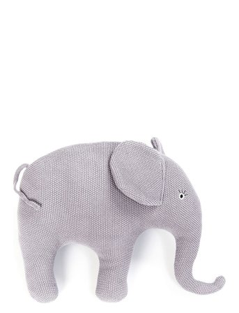 Smallstuff | Elephant Cushion, Knitted, Blue Rose | 41X 36X 10