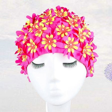 Badehette Vintage Blomstrete Blad Retro Badehette for Jenter Kvinner