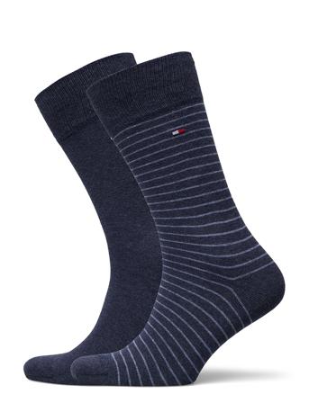 Th Men Small Stripe Sock 2P Blue Tommy Hilfiger