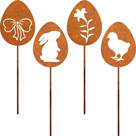 Rustede påskeegg hagedekorasjon, naturlig rustpatina, hage