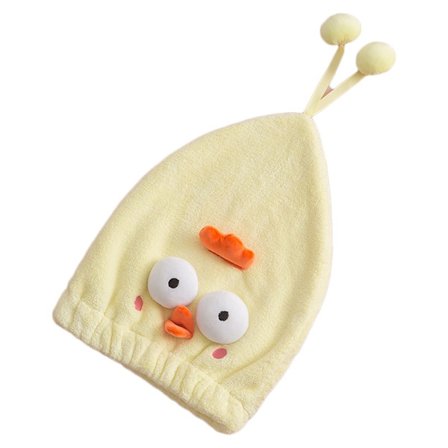 Hårtørringshætter Ultra Absorberende Mikrofiber Brusebad Håndklæder Bløde Søde Tegneserie Hurtigtørrende Badehat til Vådt Langt Tykt Hår Gul Kylling