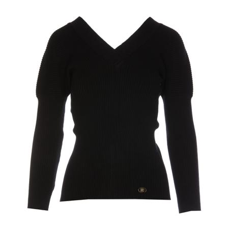 Simona Corsellini V-neck Strik Sort, Dame Striktrøjer