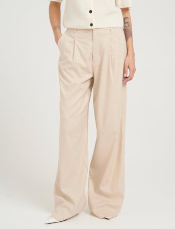 Gestuz Elarahgz Linen Hw Pants Noos - Cream - 42