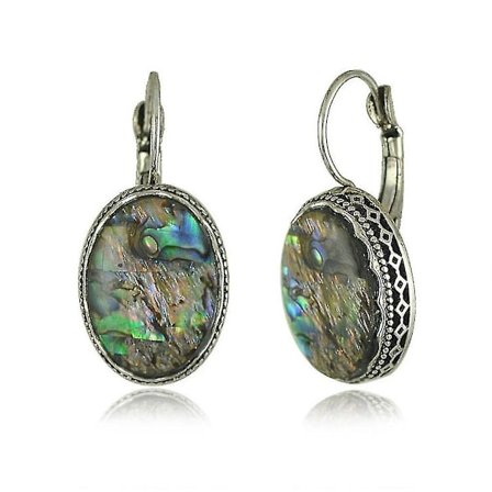 Örhänge med Färgad Sten, Skal och Legering för Fest