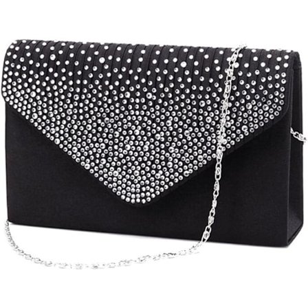 Dam Rhinestone Satin Frosted Afton Bröllop Clutch Väska, ZQKLA