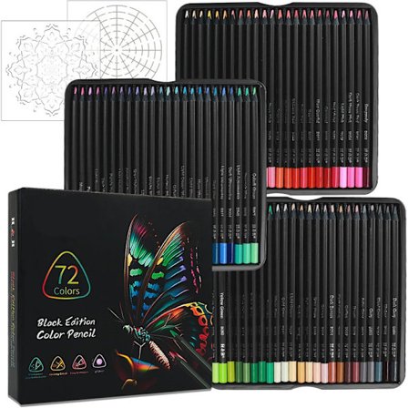 Sett med 72 fargeblyanter, skisseblyanter, fargeleggingsblyanter for voksne, skyggelegging, myke, forhåndspissede blyanter egnet for kunstnere og 