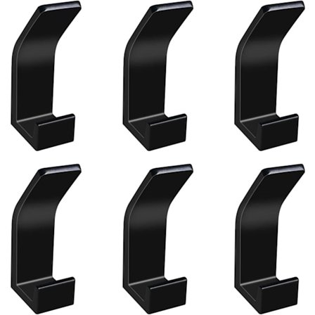 6 Sorte Selvklæbende Kroge, Kroge, Håndklædeholder uden Boring