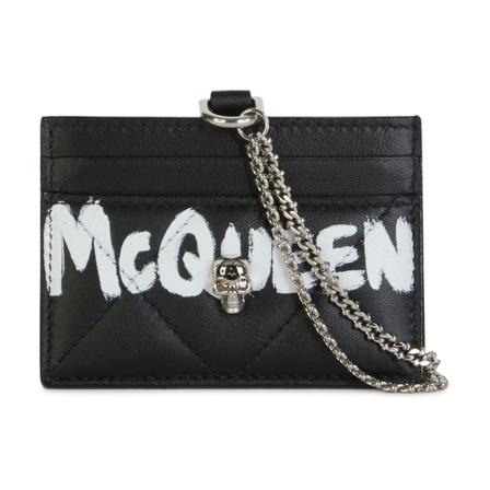 Alexander McQueen, Graffiti Card Case Czarny, Kobieta, Rozmiar: ONE Size