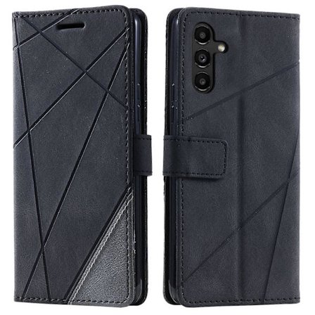 For Samsung Galaxy S24 FE Deksel Imprinted Lines PU Lær Spleising Lommebok Telefondeksel