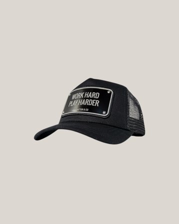 John Hatter WORK HARD PLAY HARDER BLACK Schwarz Caps Jungen - Kids Brand Store