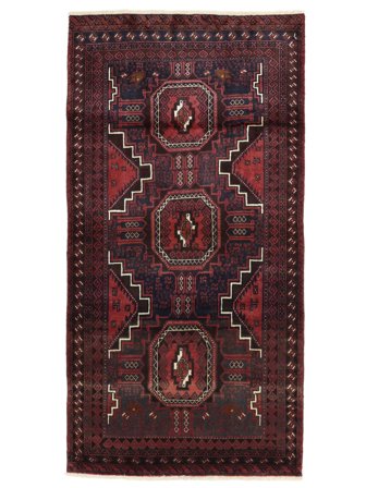 Beluch Teppe 101X188 Svart/Mørk Rød Ull, Persia
