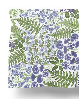 Kappe metervare Blå blomster Ljusblå