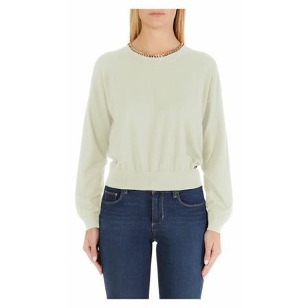 Liu Jo, Round-neck Knitwear Beżowy, Kobieta, Rozmiar: M
