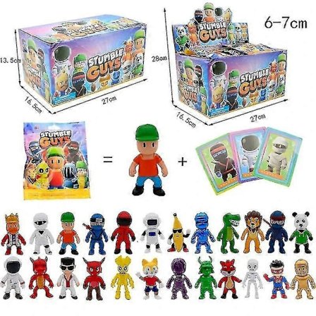 24 st Fall Guys Actionfigurer Leksaker Spelkaraktär Kort PVC Modell Kawaii Anime Samling Dockor Barnpresenter