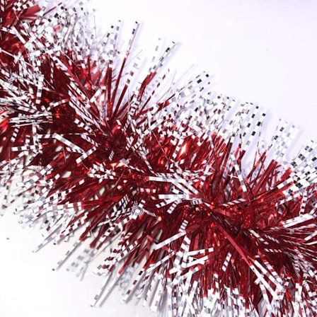 Juletræs trådguirlander Røde sølv metal streamers fejre helligdage Hanukkah fester loft hængende dekoreret indendørs og udendørs diskofest