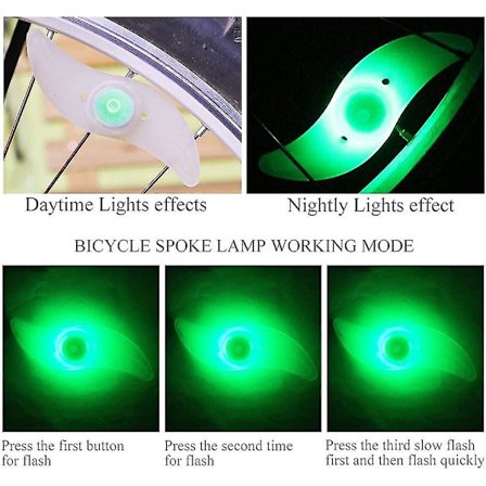 4 X LED Cykelhjul Lampa, Vattentät LED Cykelhjul Lampa Med 3 Blinkande Lägen LED Cykelhjul Lampa Kompatibel Vuxen Och Barn Cykel - Röd (Grön)