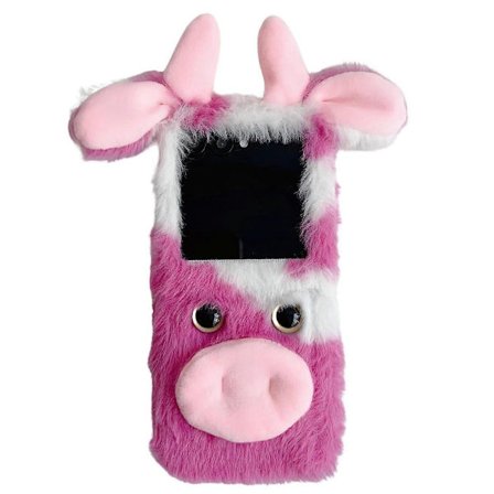 Til Motorola Razr 50 Ultra 5G Razr+ 2024 5G Cover Fluffy Sød Ko Vinter Plys Indre TPU Telefon Cover