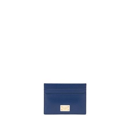 Dolce & Gabbana, Card Holder With Branded Plaque Niebieski, Kobieta, Rozmiar: ONE Size