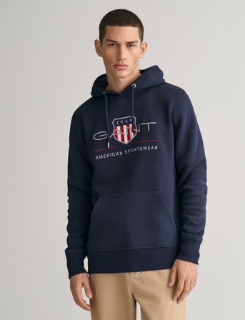 GANT Reg Archive Shield Hoodie - Navy - L