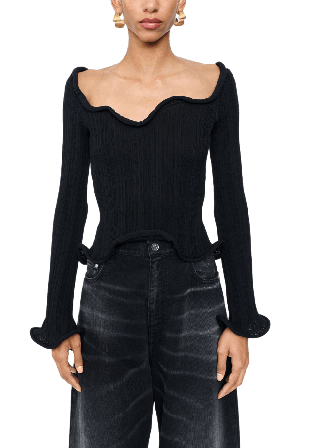 SÉFR Gisse Sweater Black Rib Stickat Dam Svart L