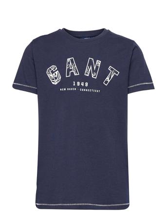 O. Gant Leaves Logo Ss T-Shirt Blue GANT